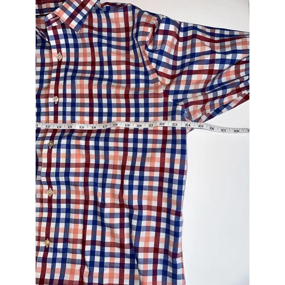 Banana Republic Men’s XL Button Down Shirt – Red Blue Plaid – 100% Cotton
